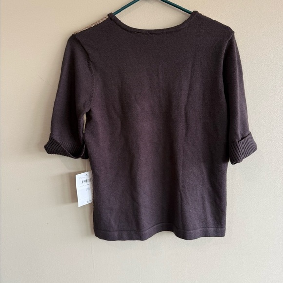 Emma James 1/2 Sleeve Brown Colorblock Sweater - Picture 7 of 8